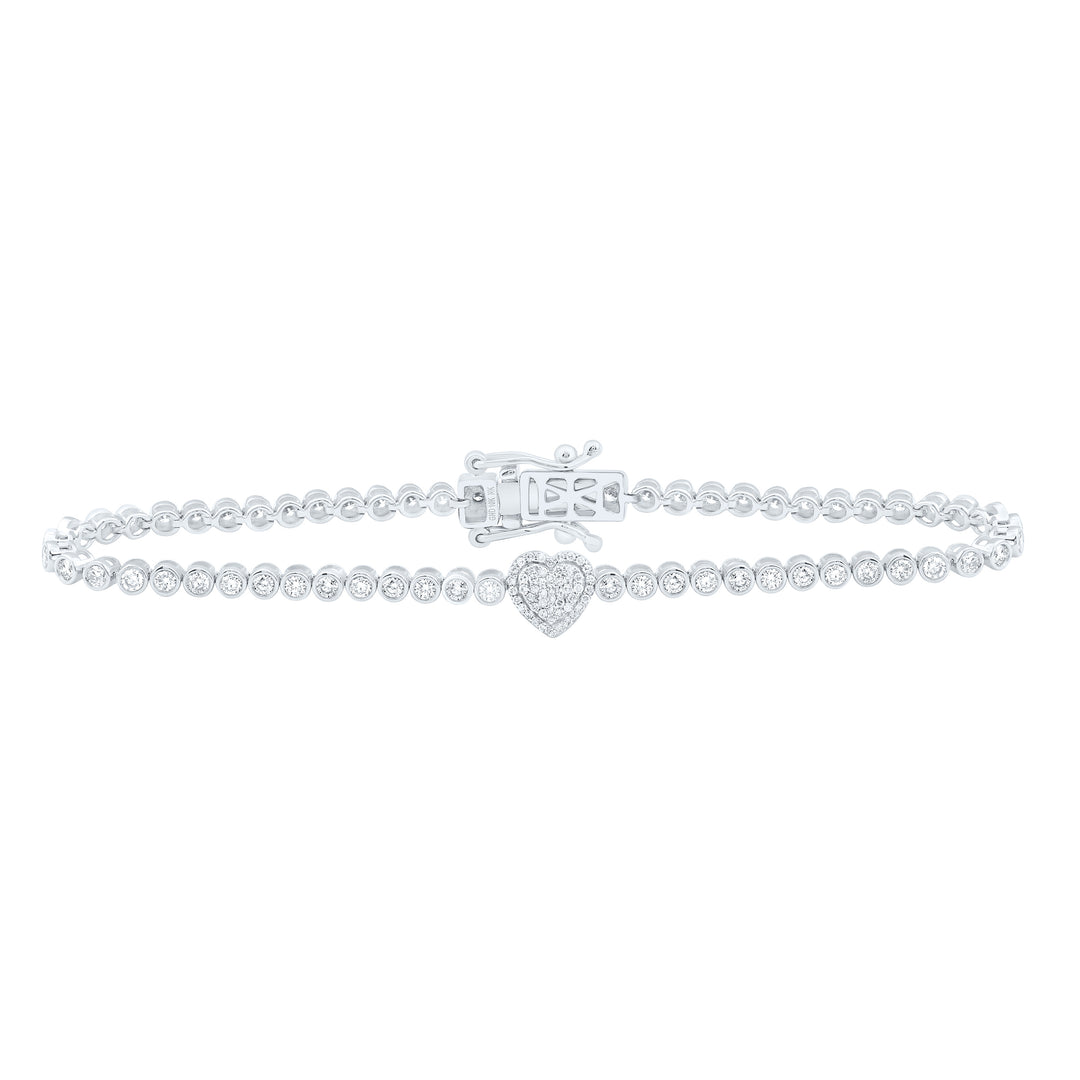 10kt Gold Diamond Tennis Heart Bracelet 1-5/8 ctw