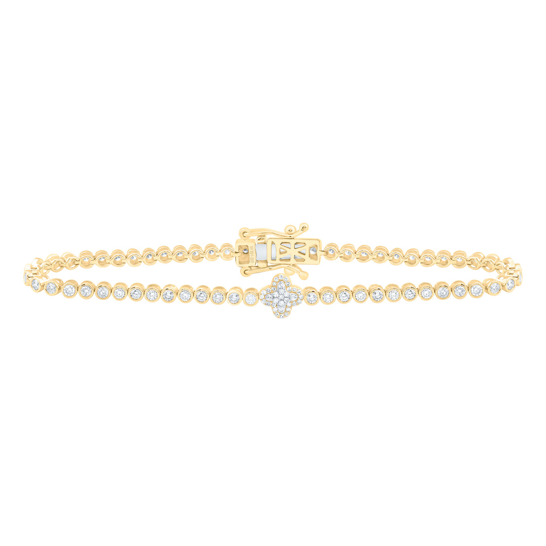 14kt Gold Diamond Clover Tennis Bracelet 1-7/8 ctw