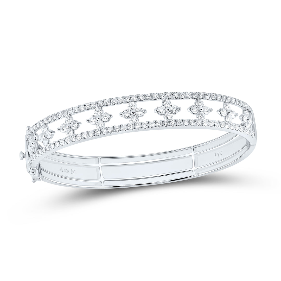 14kt Gold Diamond Clover Bangle 4-1/3 ctw