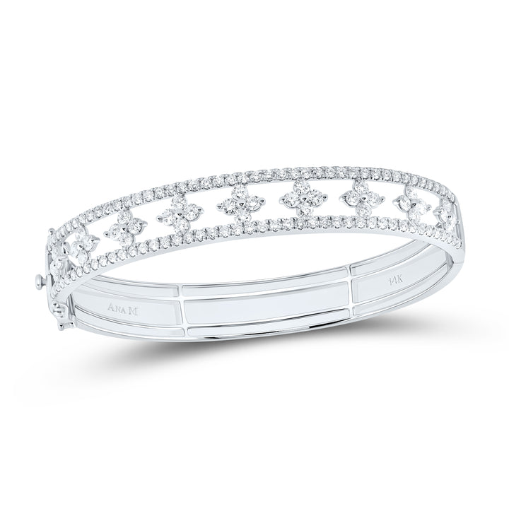 14kt Gold Diamond Clover Bangle 4-1/3 ctw