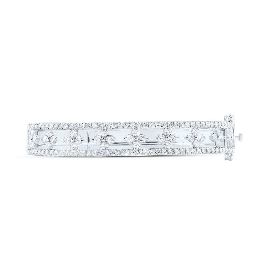 14kt Gold Diamond Clover Bangle 4-1/3 ctw - view 2