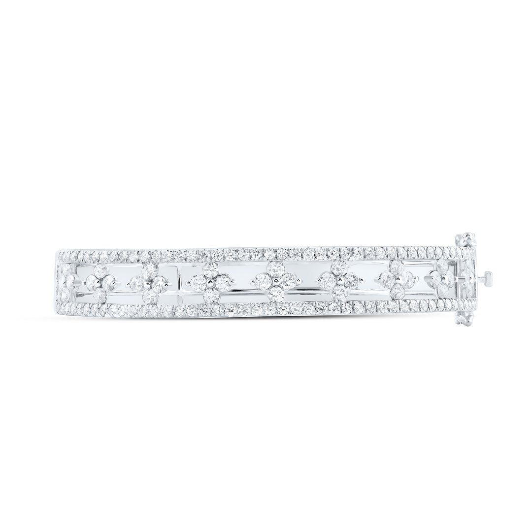 14kt Gold Diamond Clover Bangle 4-1/3 ctw - view 2