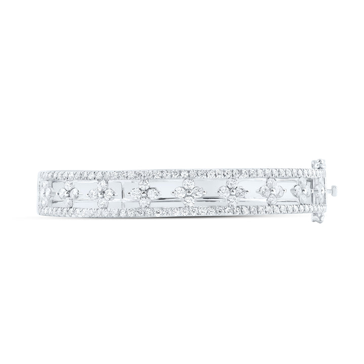 14kt Gold Diamond Clover Bangle 4-1/3 ctw - view 2