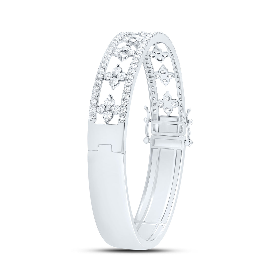 14kt Gold Diamond Clover Bangle 4-1/3 ctw - view 3