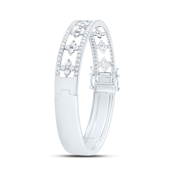 14kt Gold Diamond Clover Bangle 4-1/3 ctw - view 3