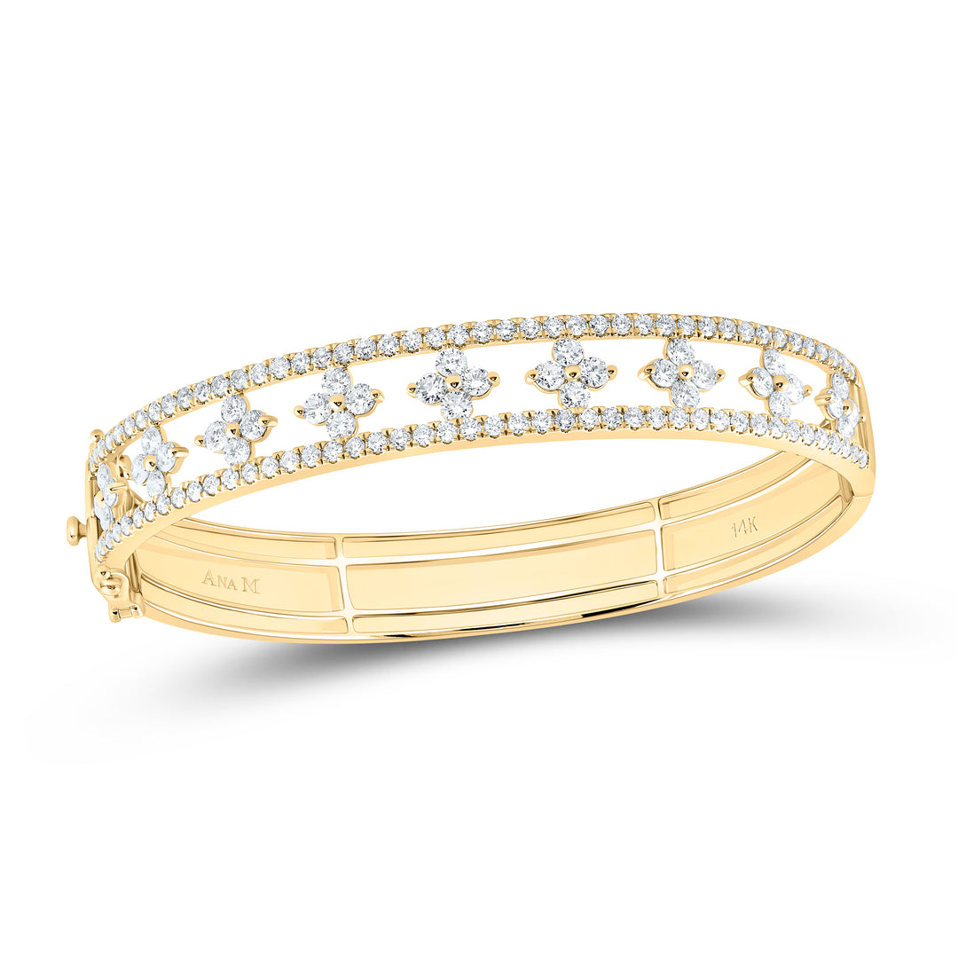 14kt Gold Diamond Clover Bangle 4-1/3 ctw