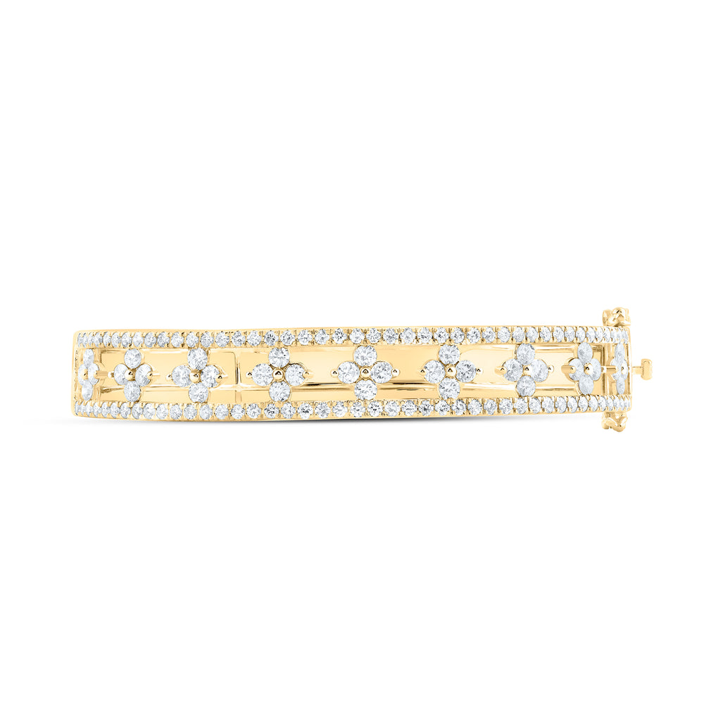 14kt Gold Diamond Clover Bangle 4-1/3 ctw - view 2