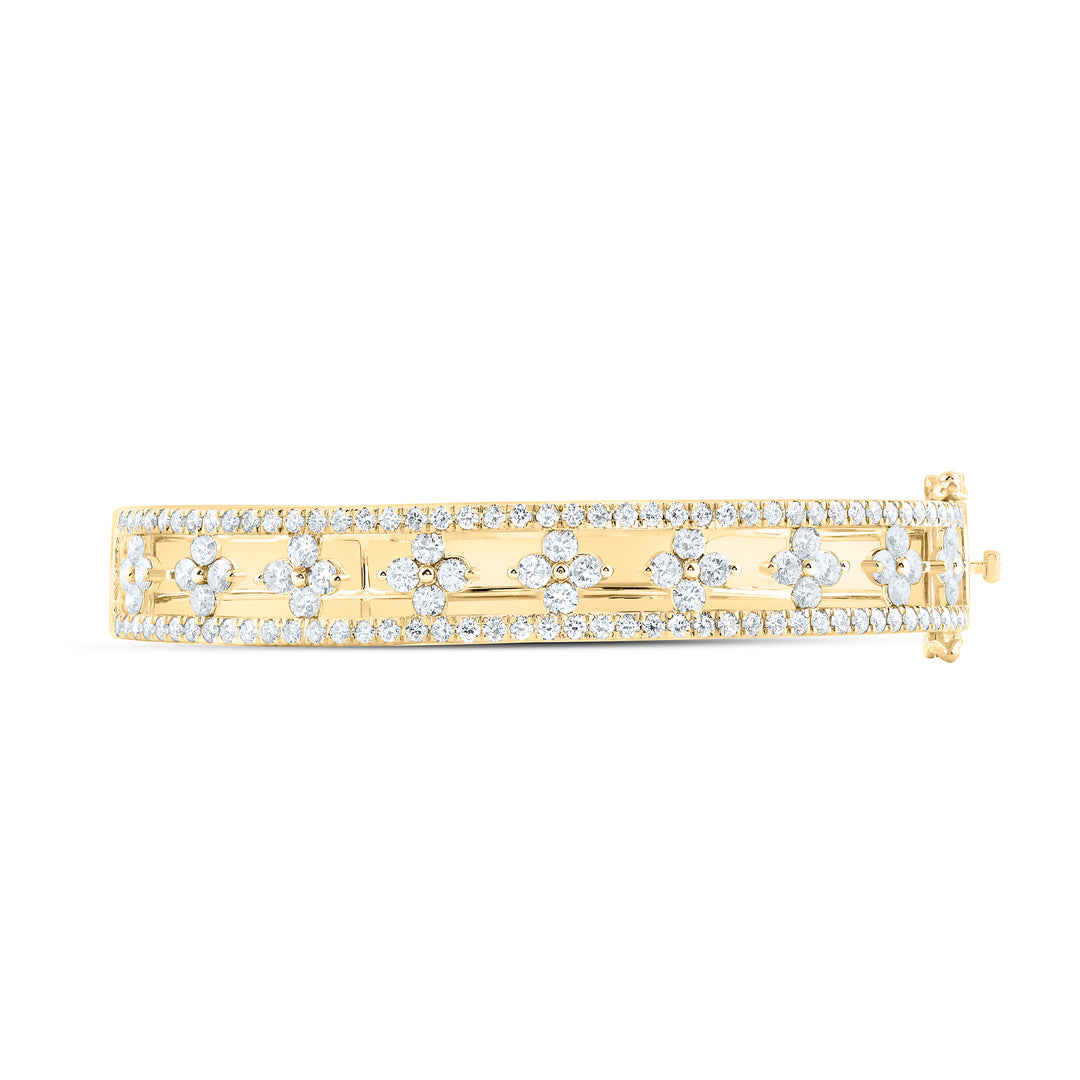 14kt Gold Diamond Clover Bangle 4-1/3 ctw - view 2