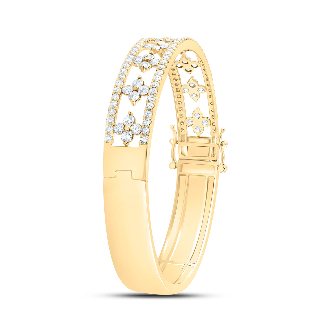 14kt Gold Diamond Clover Bangle 4-1/3 ctw - view 3