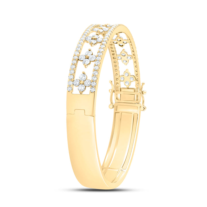 14kt Gold Diamond Clover Bangle 4-1/3 ctw - view 3