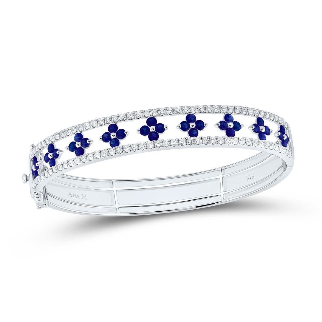 14kt Gold Diamond Clover Bangle 1-7/8 ctw