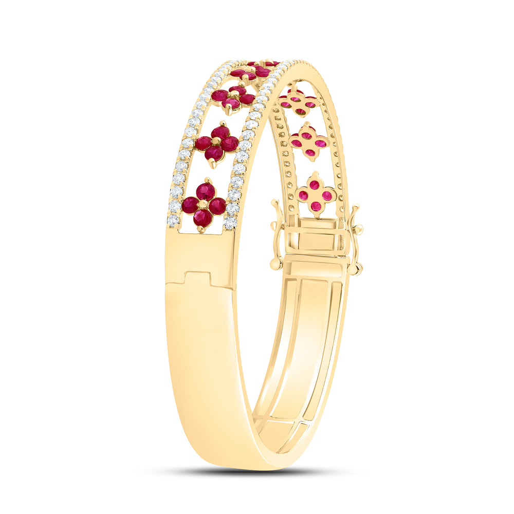 14kt Gold Diamond Clover Bangle 1-7/8 ctw - view 2