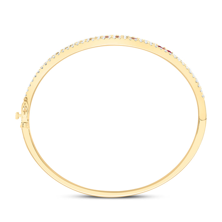 14kt Gold Diamond Clover Bangle 1-7/8 ctw - view 3