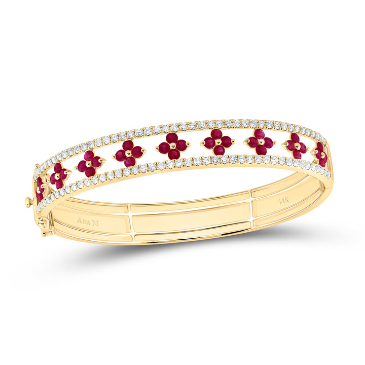14kt Gold Diamond Clover Bangle 1-7/8 ctw - view 4