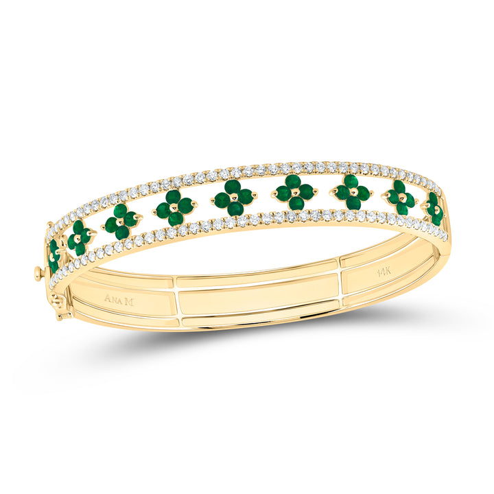 14kt Gold Diamond Clover Bangle 1-7/8 ctw