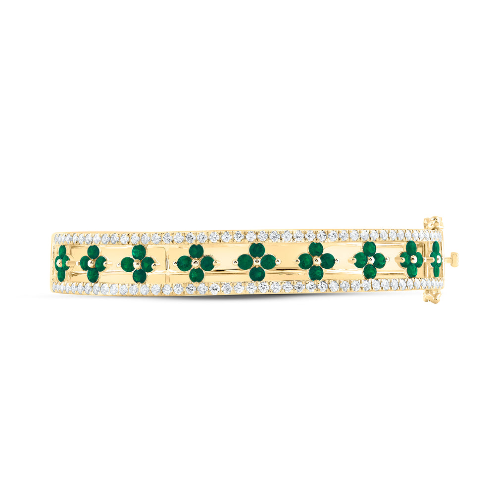 14kt Gold Diamond Clover Bangle 1-7/8 ctw - view 2