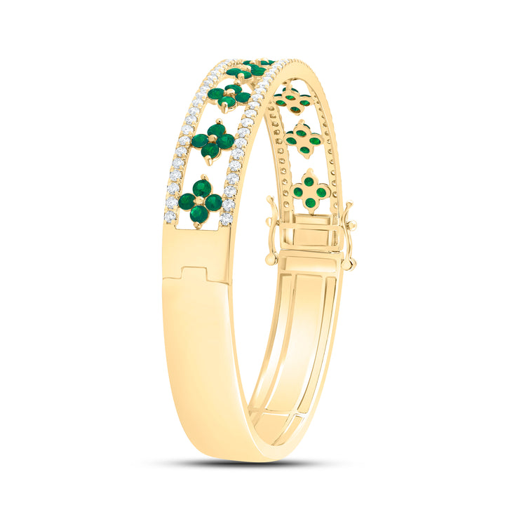 14kt Gold Diamond Clover Bangle 1-7/8 ctw - view 3