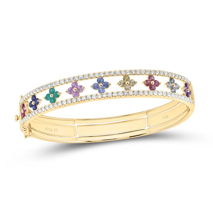 14kt Gold Diamond Clover Bangle 1-7/8 ctw