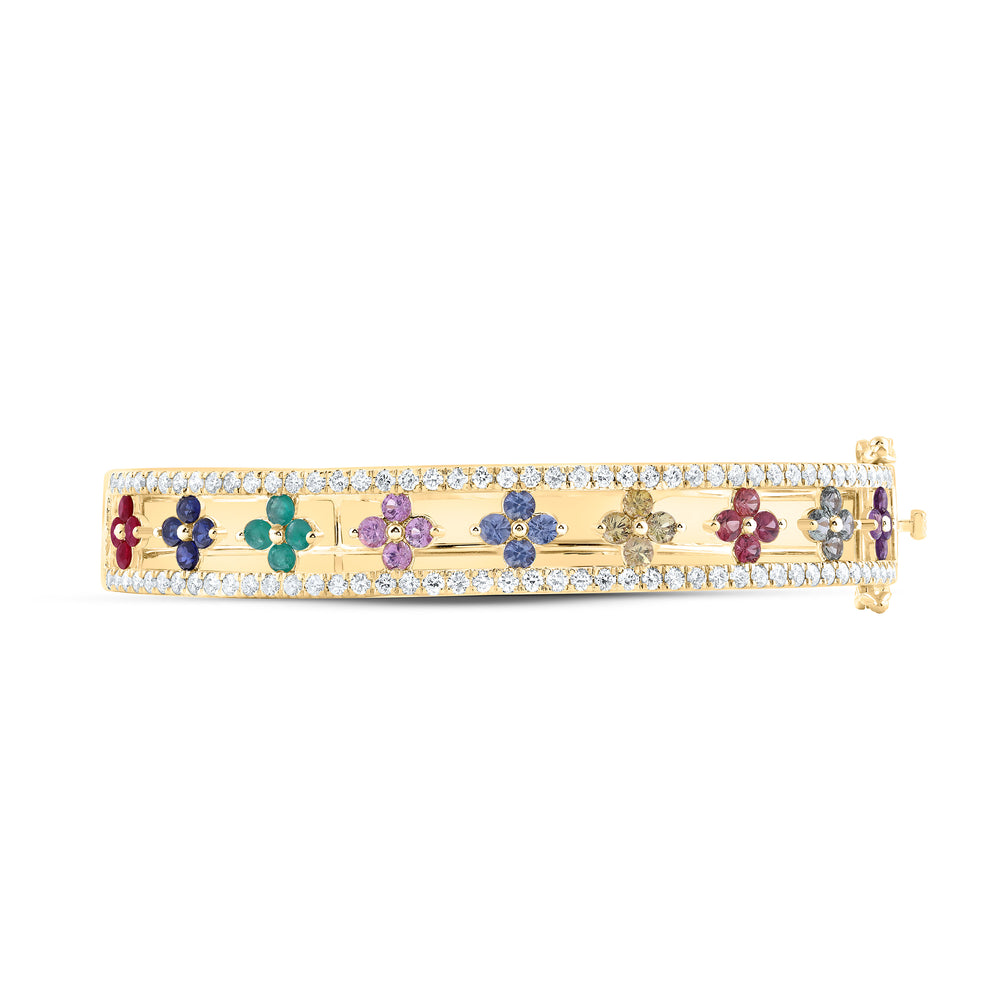 14kt Gold Diamond Clover Bangle 1-7/8 ctw - view 2
