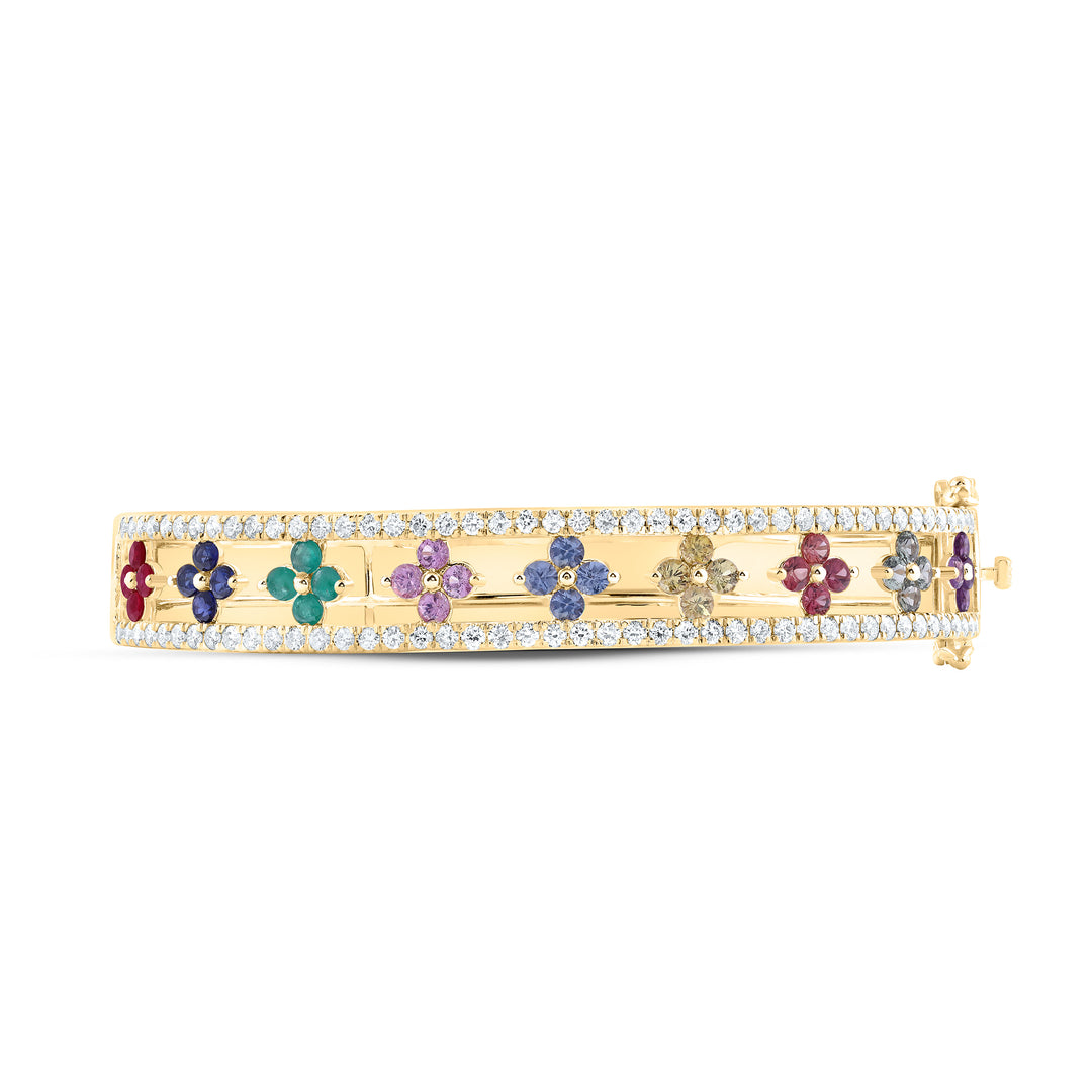 14kt Gold Diamond Clover Bangle 1-7/8 ctw - view 2