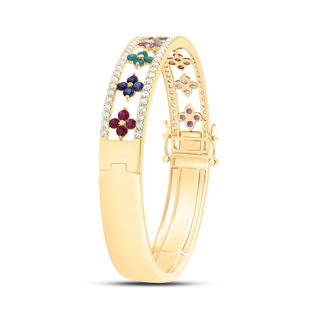 14kt Gold Diamond Clover Bangle 1-7/8 ctw - view 3
