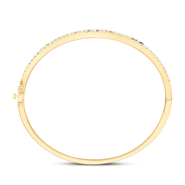 14kt Gold Diamond Clover Bangle 1-7/8 ctw - view 4