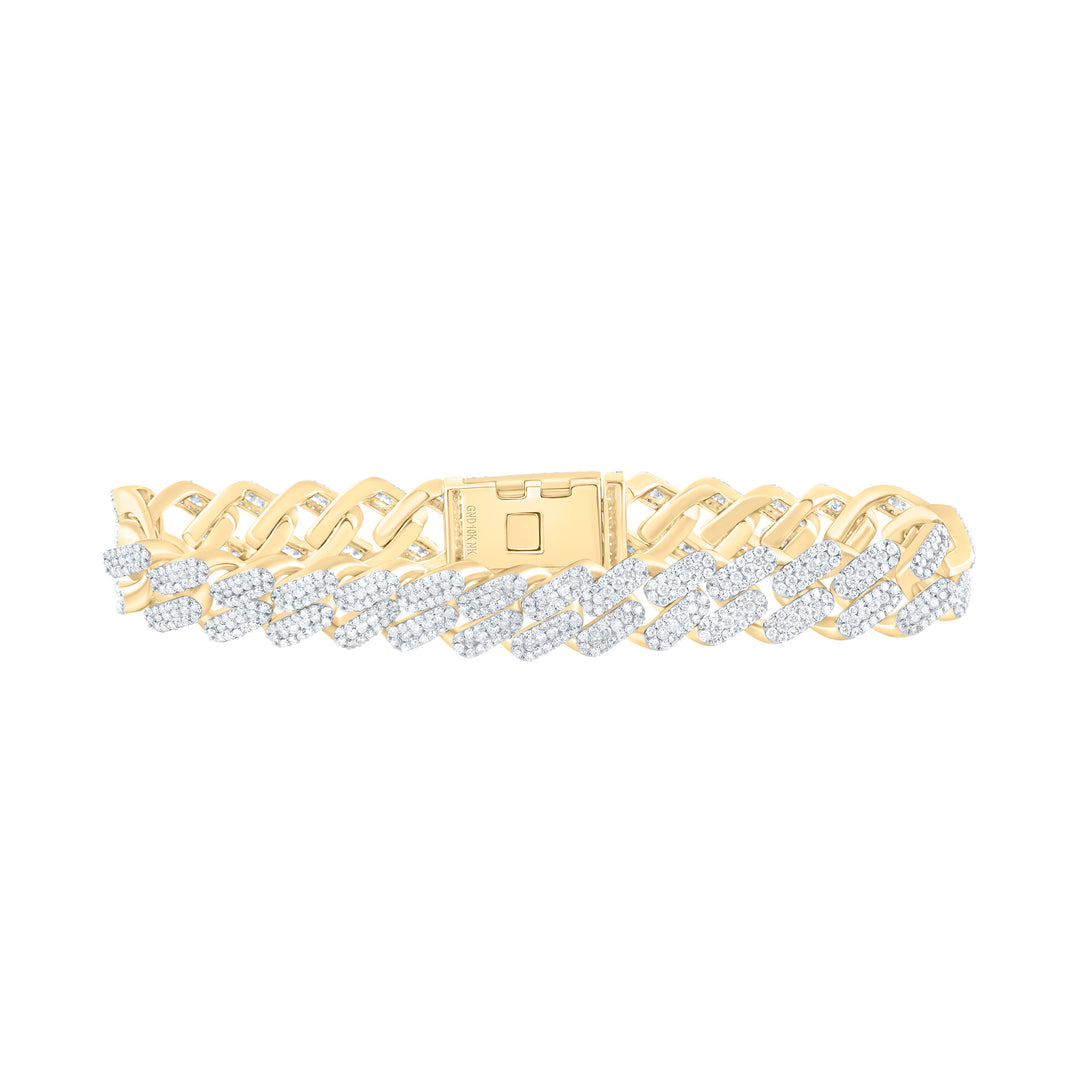 10kt Gold Men's Diamond Cuban Link Bracelet 7-3/4 ctw
