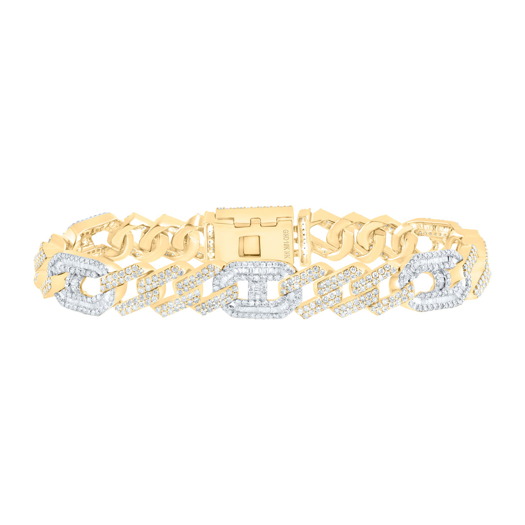 10kt Gold Men's Diamond Cuban Link Bracelet 6-1/3 ctw