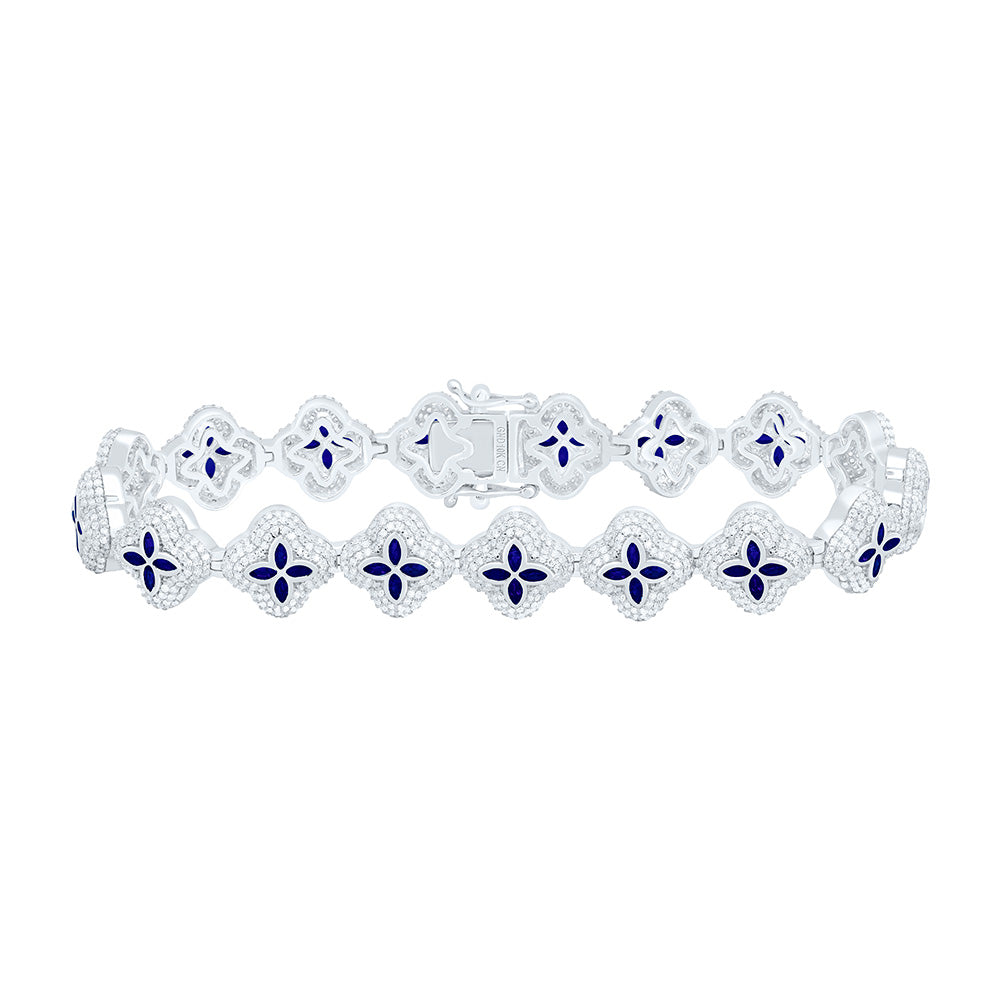 10kt Gold Men's Diamond Clover Bracelet 4-1/3 ctw