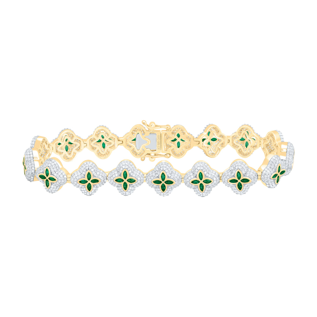 10kt Gold Men's Diamond Clover Bracelet 4-1/4 ctw