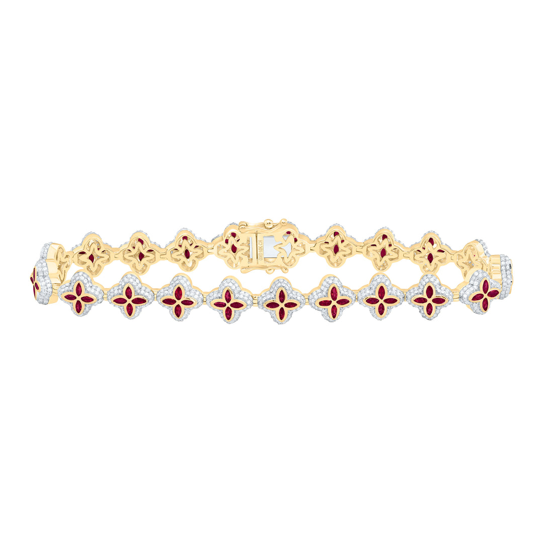 10kt Gold Men's Diamond Clover Bracelet 3 ctw