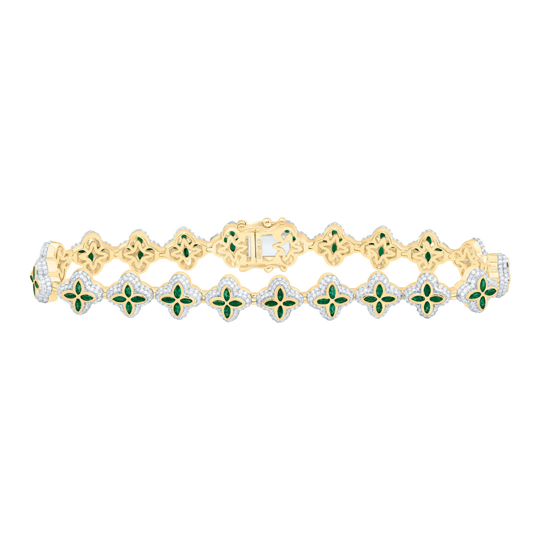 10kt Gold Men's Diamond Clover Bracelet 3 ctw