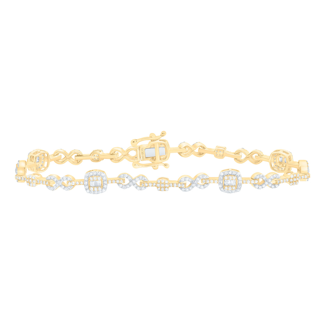 10kt Gold Diamond Cushion Bracelet 1-5/8 ctw