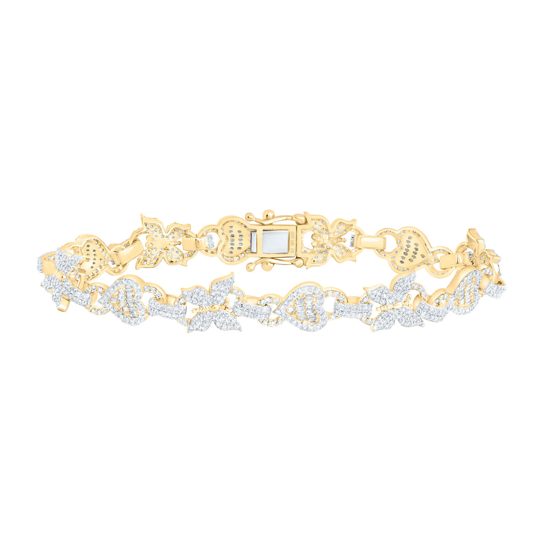 10kt Gold Diamond Butterfly Heart Bracelet 3 ctw