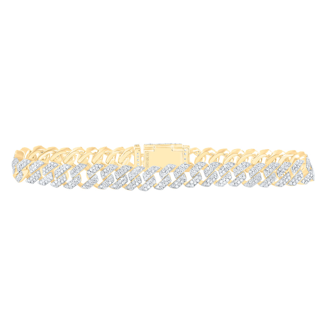 10kt Gold Men's Diamond Cuban Link Bracelet 3-1/4 ctw