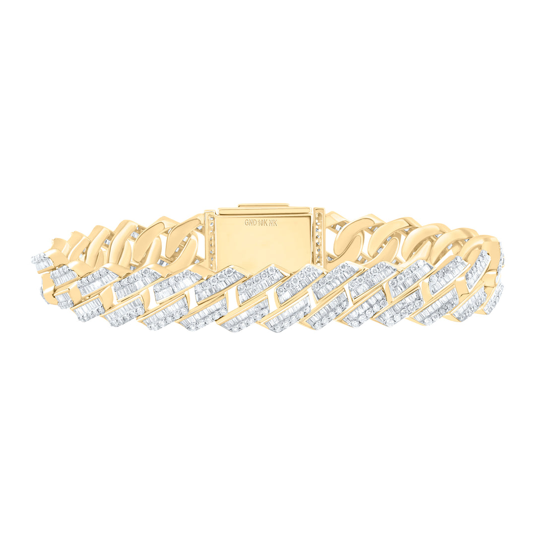 10kt Gold Men's Diamond Cuban Link Bracelet 8-1/5 ctw