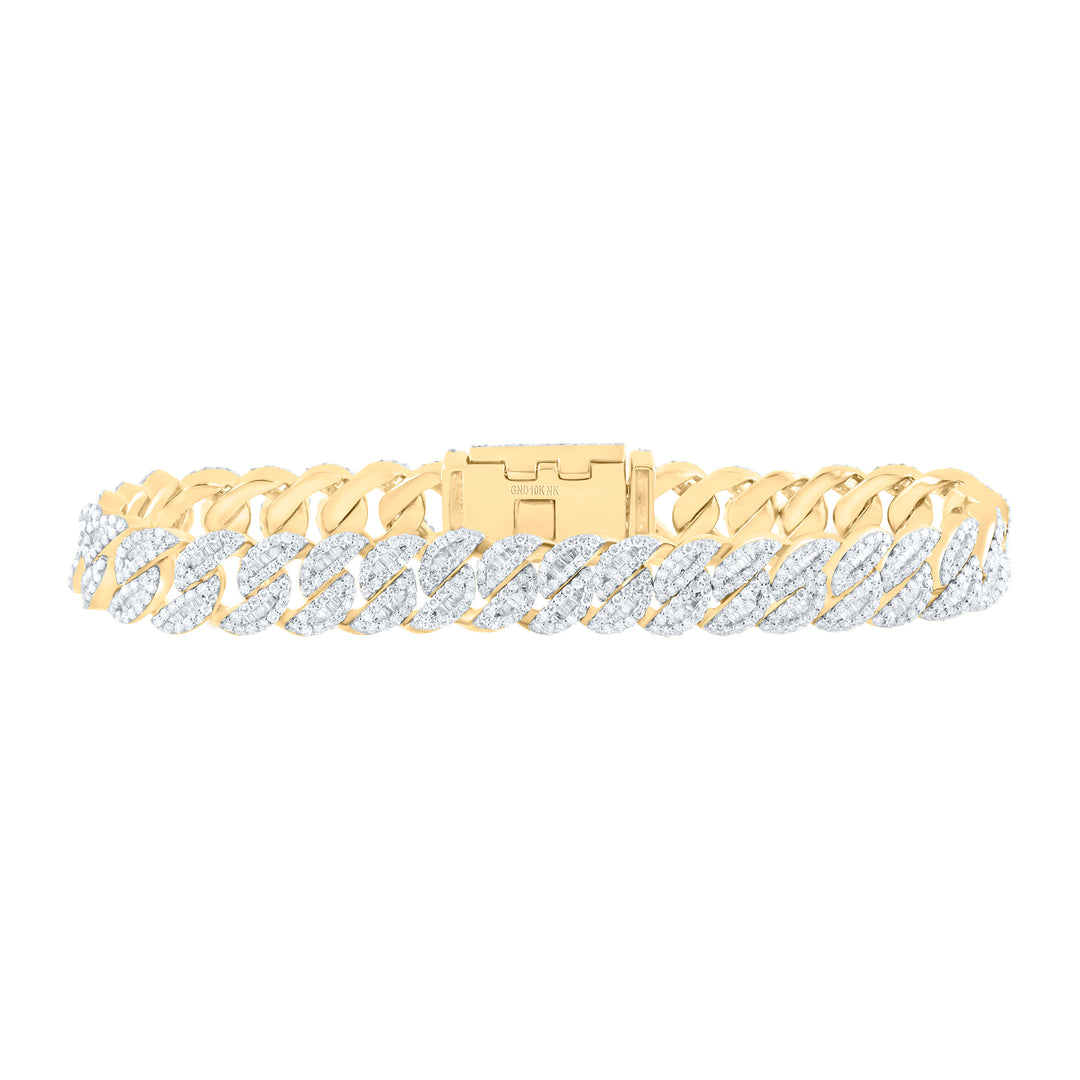 10kt Gold Men's Diamond Cuban Link Bracelet 6-1/2 ctw