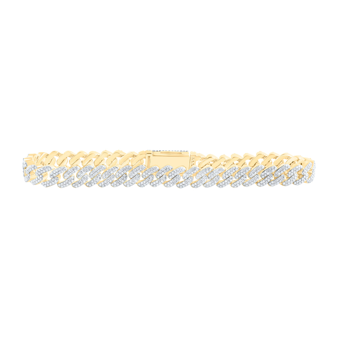 10kt Gold Men's Diamond Cuban Link Bracelet 3-1/3 ctw