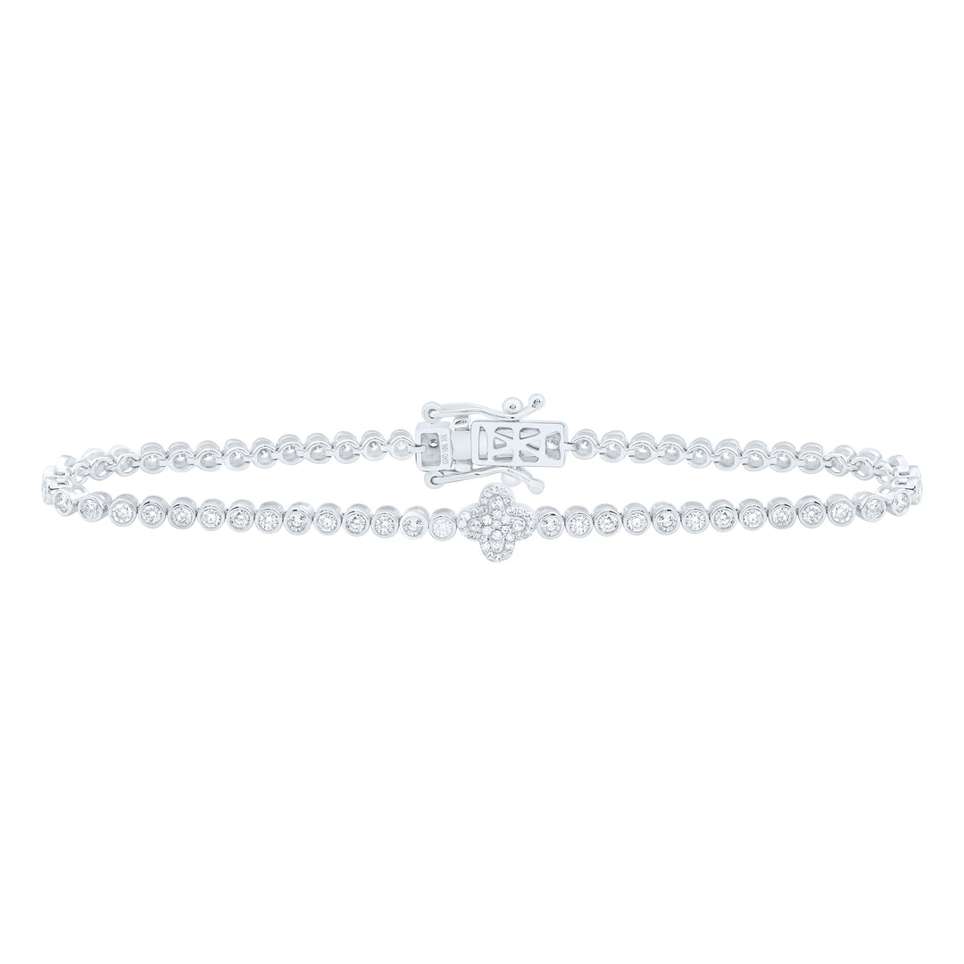 10kt Gold Diamond Clover Tennis Bracelet 1-7/8 ctw