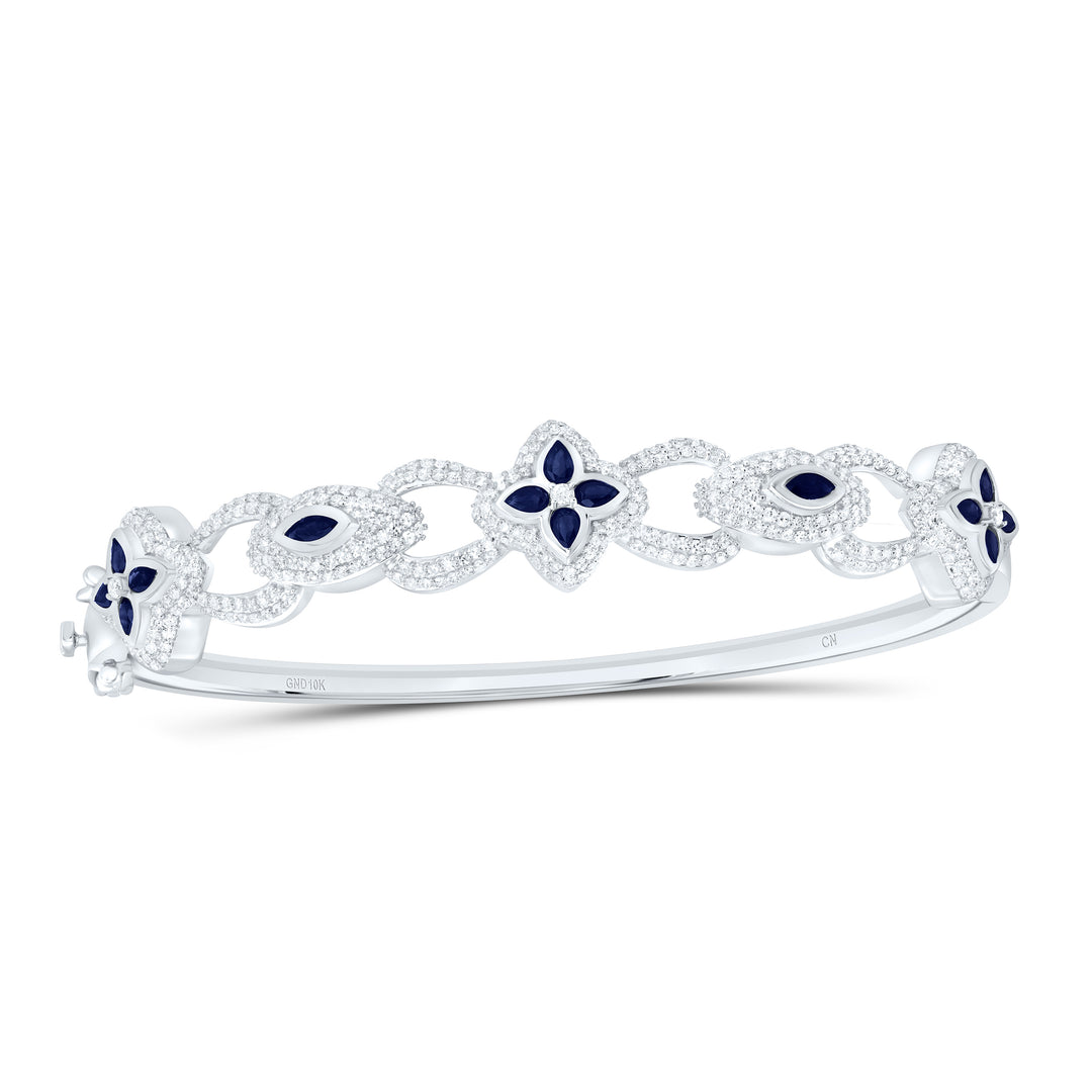 10kt Gold Diamond Clover Bangle 1-1/2 ctw