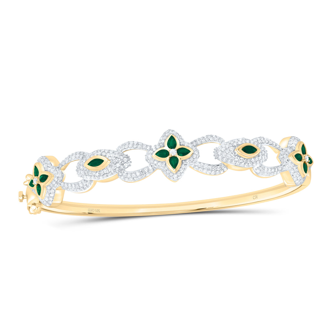 10kt Gold Diamond Clover Bangle 1-1/2 ctw