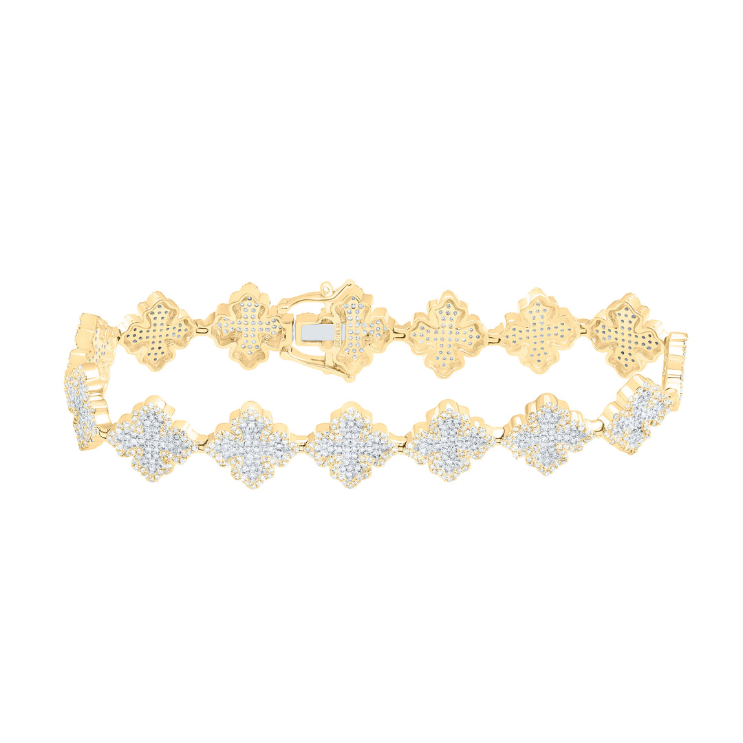 10kt Gold Men's Diamond Cross Bracelet 4 ctw