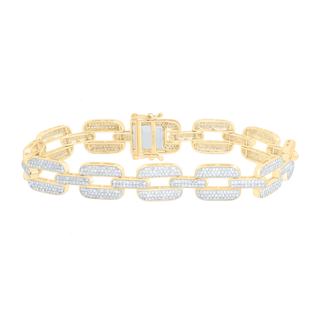 10kt Gold Men's Diamond Bracelet 3-7/8 ctw