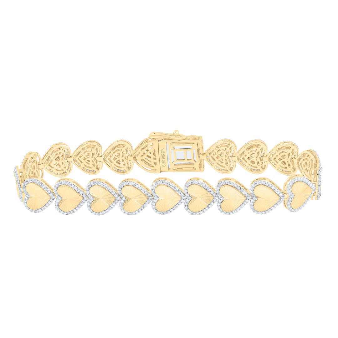 10kt Gold Diamond Heart Bracelet 2-1/4 ctw