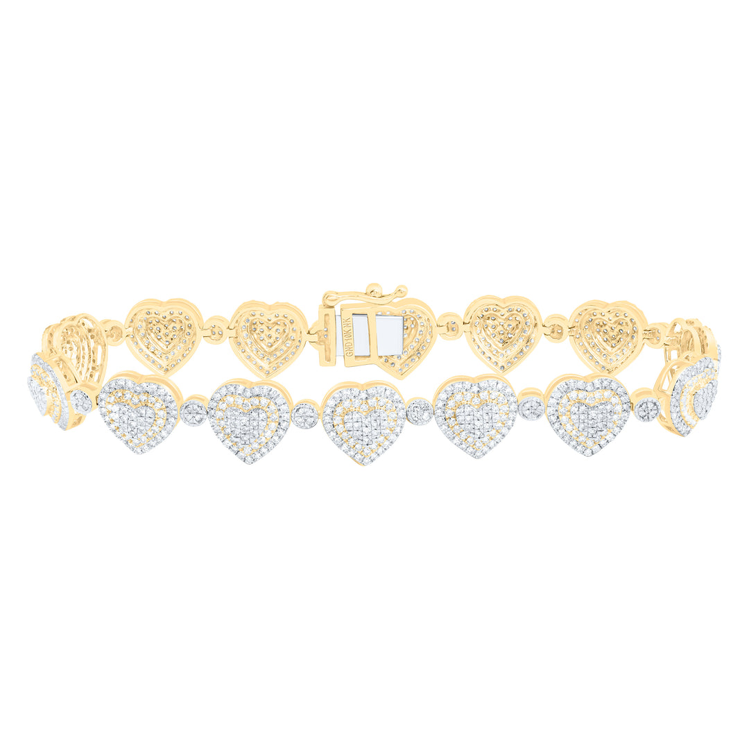 10kt Gold Diamond Heart Bracelet 3-1/5 ctw
