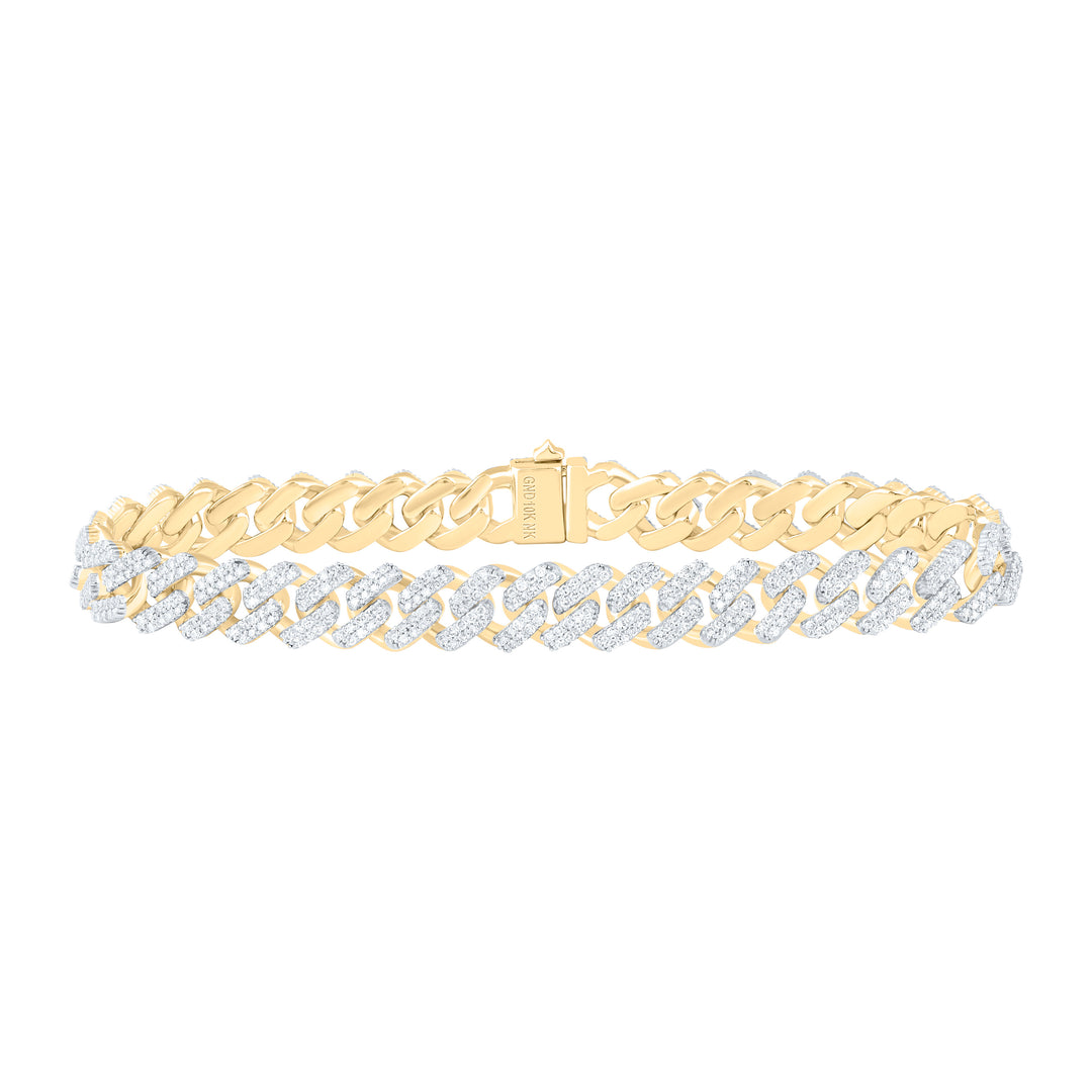 10kt Gold Men's Diamond Cuban Link Bracelet 3-3/4 ctw