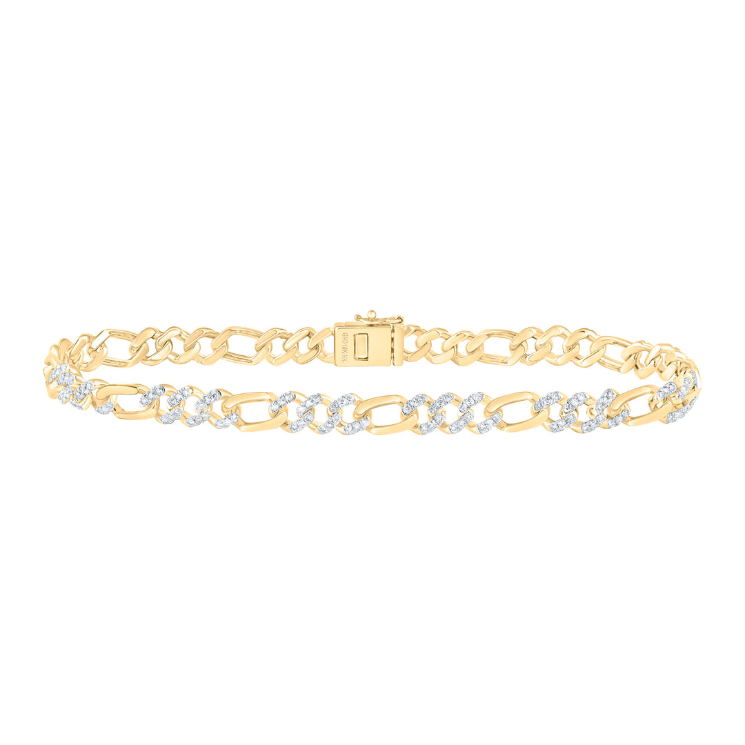 10kt Gold Men's Diamond Cuban Link Bracelet 1 ctw