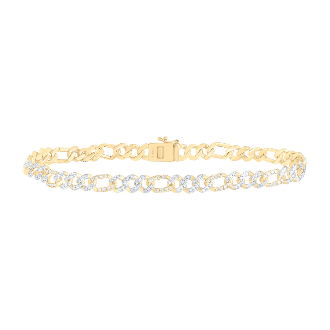 10kt Gold Men's Diamond Cuban Link Bracelet 1-5/8 ctw