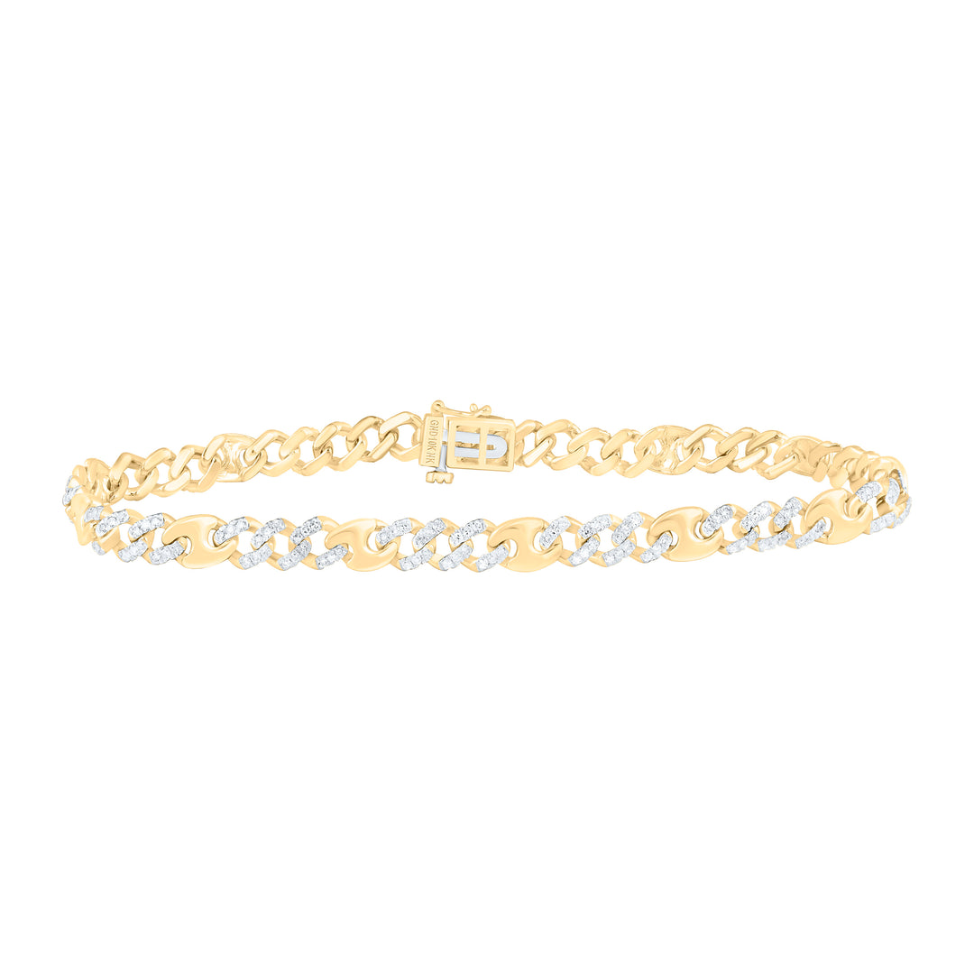 10kt Gold Men's Diamond Cuban Link Bracelet 1 ctw
