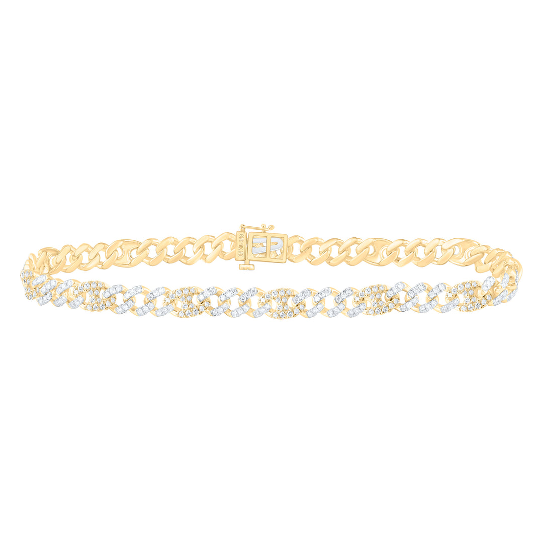 10kt Gold Men's Diamond Cuban Link Bracelet 1-3/4 ctw